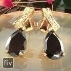 0302 .. 18K Kulta Duble Black Sapphire .. Korvakorut - pikkukuva 5