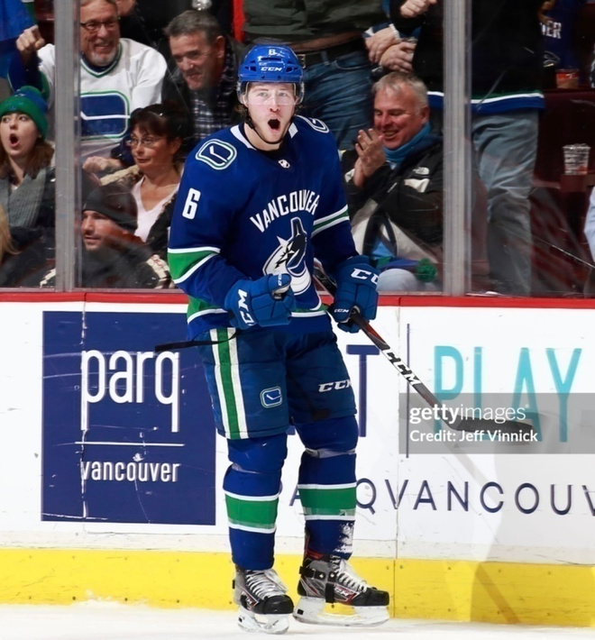 Brock Boeser #6 Vancouver Canucks game worn -pelipaita