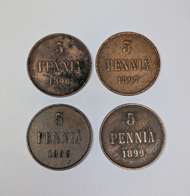 5penniä 1896,97,98,99