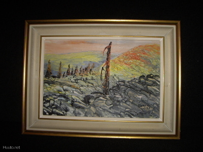Eino Saarnio RUSKA TUNTURI öljyväri 21x30 v.1957