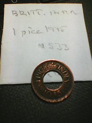 Brittiläinen Intia 1 pice 1945, km#533