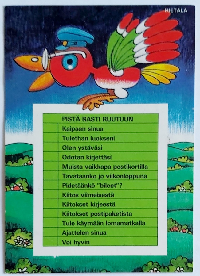 POSTIN "PISTÄ RASTI RUUTUUN"-KULKEMATON KORTTI