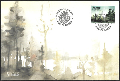 FDC ÅL 2011  Eurooppa-merkki  Metsiä   LaPe ÅL 335