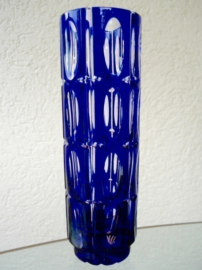 Boheemi KRISTALLI MALJAKKO 21cm kobaltinsininen v.1930