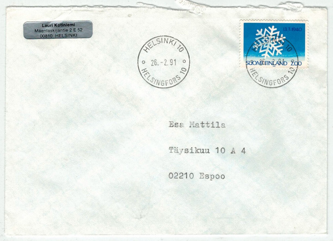 1990 talvisota kaunisleimainen kirje