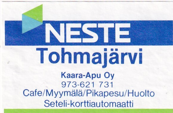 Tohmajärvi, NESTE, Kaara - Apu Oy,   s36