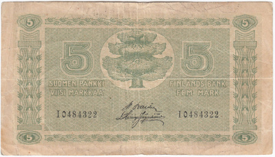 5 Markkaa 1922 I-sarjaa, kl.3