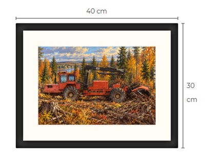 Uusi BM Volvo metsäkone traktori art print 30 cm x 40 cm