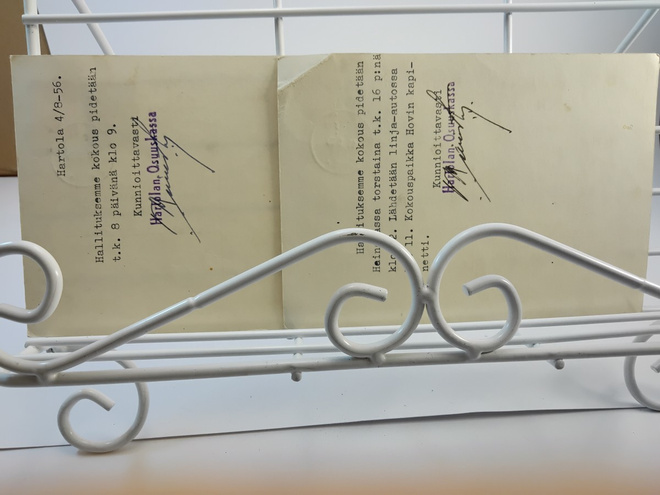2 x virallinen postikortti v.1956 Hartolan Osuuskassa