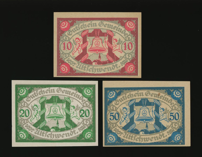 Itävalta Notgeld 10, 20, 50 Heller, Altschwendt 1920