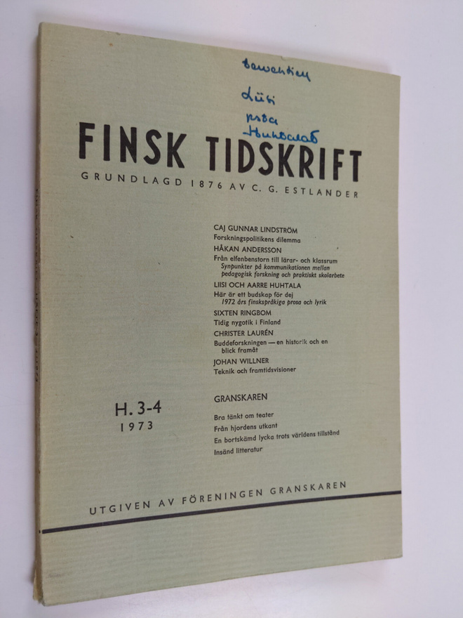 Finsk tidskrift H. 3-4 1973