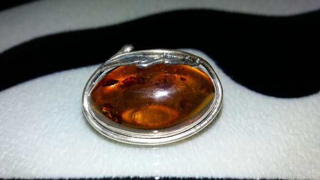 Vintage hopea meripihka amber rintakoru solki 925