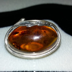 Vintage hopea meripihka amber rintakoru solki 925 - pikkukuva 1