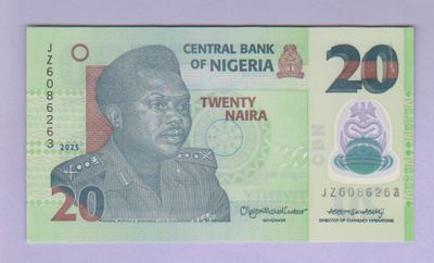 Nigeria 20 Naira v.2025 UNC P-34 (Polymer)