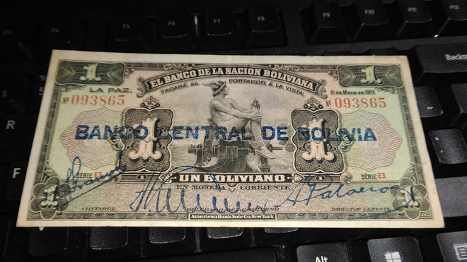Bolivia 1 boliviano 1911-1929 P112 sn863 VF