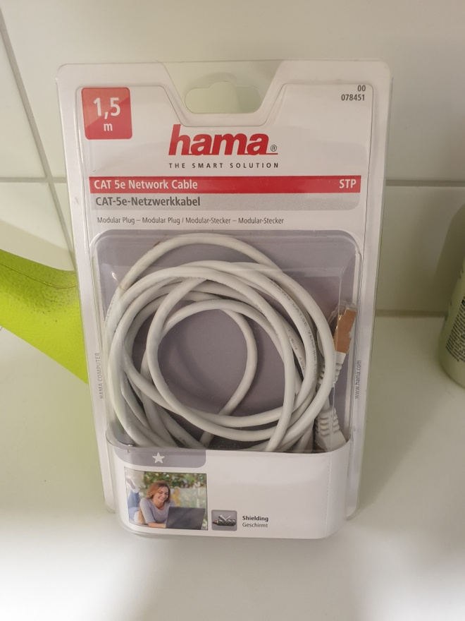 Hama CAT-5e verkkokaapeli, 1,5 m