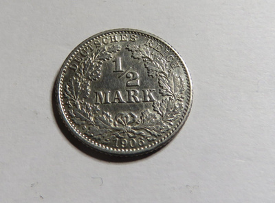 Saksa 1/2 mark 1906 G