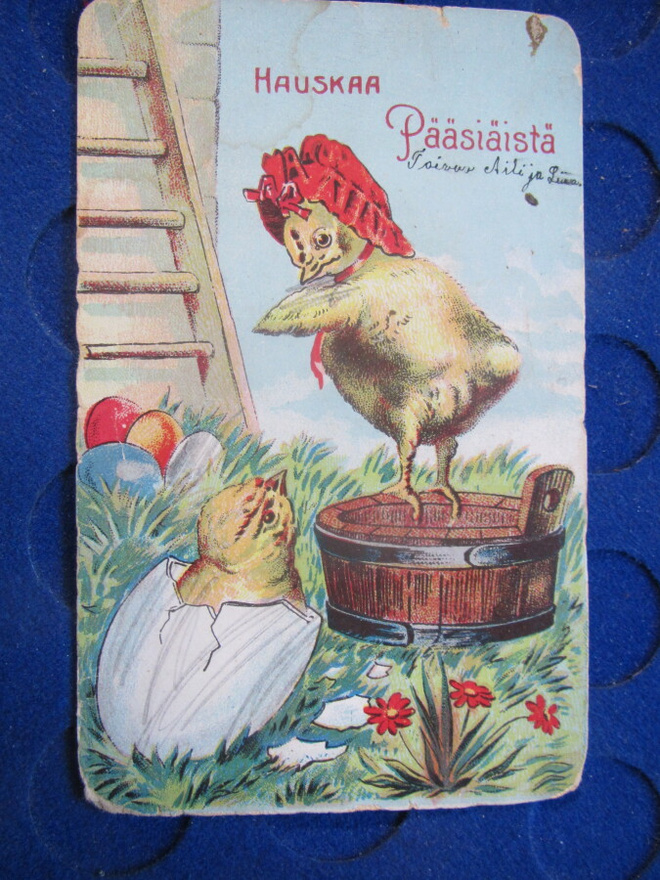 Vanha pääsiäiskortti 1900-luvun alkupuolellta