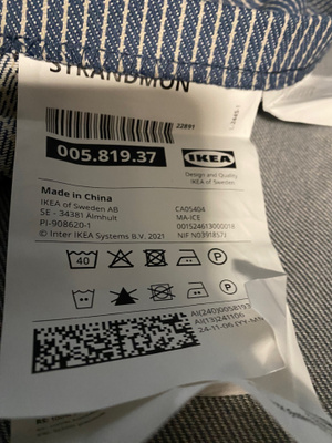 Strandmon rahin päällinen Sjölyckan tummansininen/beige rait
