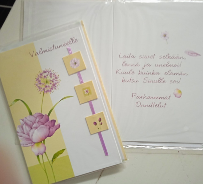 2-OSAINEN kortti - - valmistuneelle - kukkaportaat