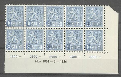 M54 1956 30(mk) leijona nro-10lö 1064 ++