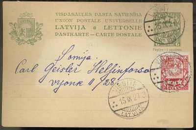Latvia Mi 118 ehiökortilla Suomeen