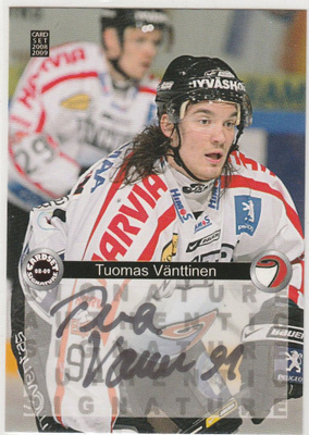 2008/09 Cardset Signature Tuomas Vänttinen , JYP