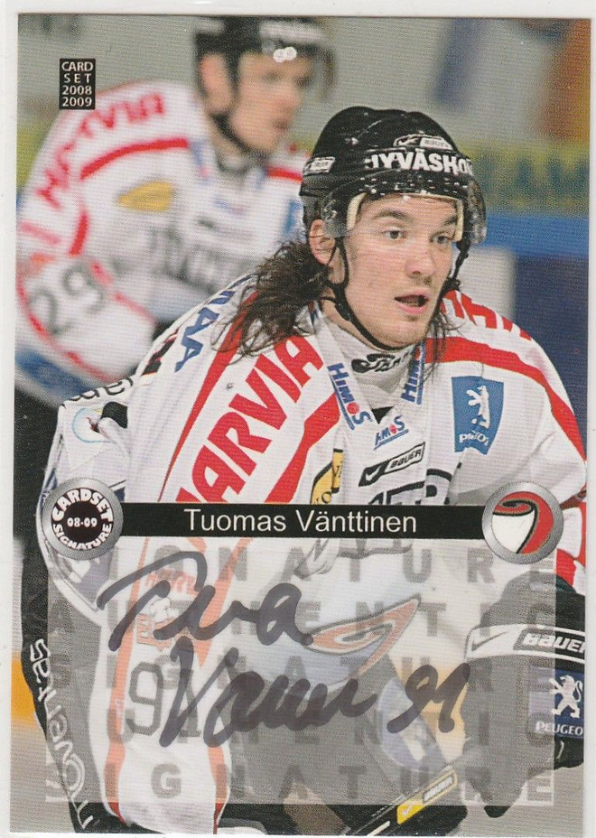 2008/09 Cardset Signature Tuomas Vänttinen , JYP