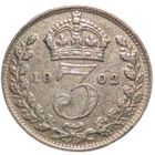 Iso-Britannia 3 Pence 1902 hopeaa - pikkukuva 1