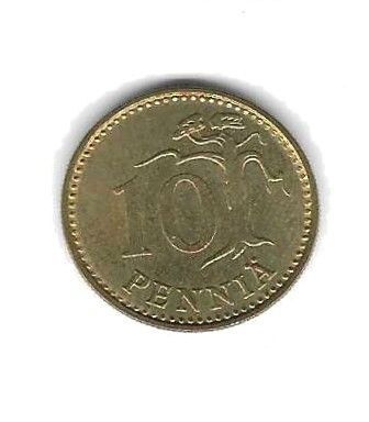 1973 10 PENNIÄ KOLIKKO KÄYTETTY