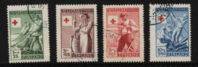 1946 Punaisen Ristin-sarja leimattuna