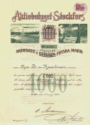 OKK 1903 Stockfors Ab, Kotka osakekirja