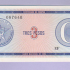 Kuuba 3 Pesos Serie C v.1985- UNC (Certificado de Compra) - pikkukuva 1