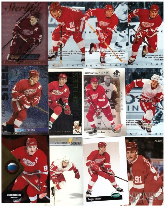 12 x SERGEI FEDOROV Red Wings, Erikois/Parlallel ym.