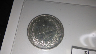 1 Markka 1907 Hopeaa UNC-/KL01