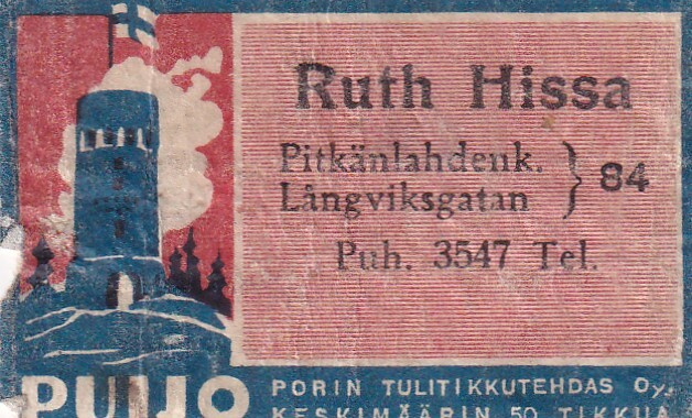 Ruth Hissa. Pitkänlahdenk. 84   s27