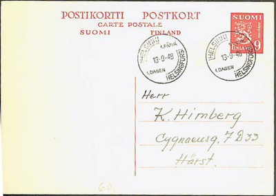 1948 9mk CP ehiö FDC