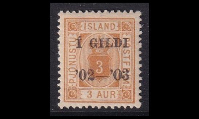 Islanti 10B ** Virkamerkki Kruunu Gildi 3 A (12¾) (1902)