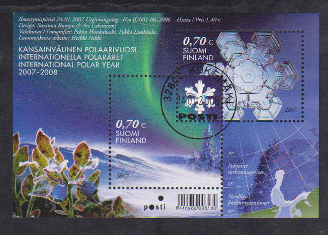 BL43, Polaarivuosi 2007  leimattu blokki.