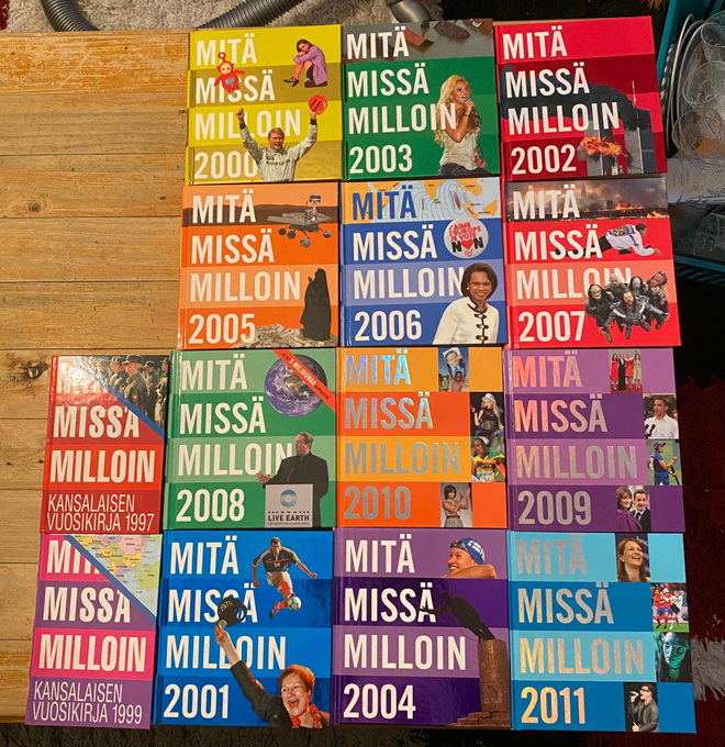 MITÄ MISSÄ MILLOIN, monta vuosikirjaa 2€ kpl