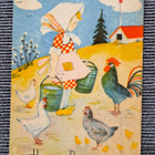 tyttö ruokkii kanoja, pikkukortti kulkenut 1945 - pikkukuva 1