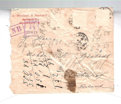 Denmark, heikko kuori 1899, merkit irti, 4, 8, 20 öre ehjät.