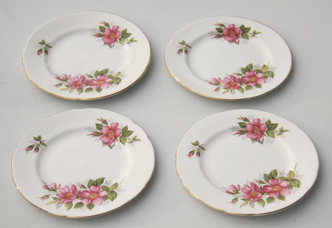 Paragon Prairie Rose leivos- / pullalautaset 4 kpl Vintage