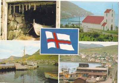 Färsaaret: 4-kuva ja lippu. Kulk.-88 Tórshavn