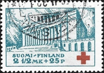 1932 Punainen Risti 2 ½ mk + 25 p leimattu LaPe 175