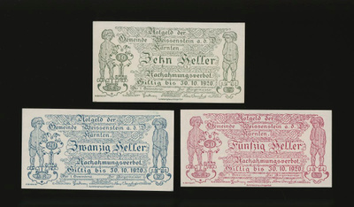 Itävalta 10, 20, 50 Heller, Weissenstein 1920