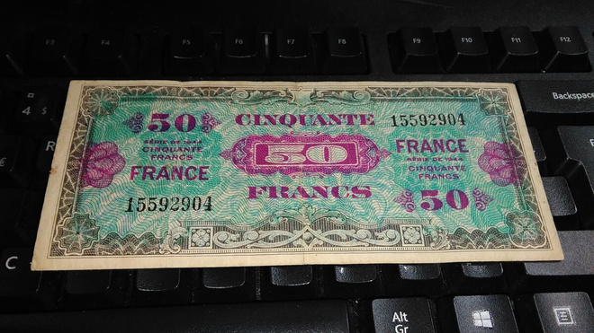 France Ranska 50 Francs 1944 Military F+