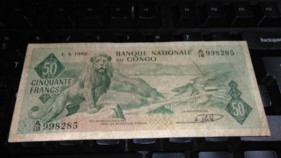 Congo Kongo 50 Francs 1962 Leijona VG