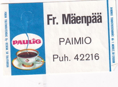 Paimio. Fr. Mäenpää  , PAULIG   b547