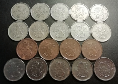 50 p 1921-1947, 19 eril. (Ni ja Cu täydet sarjat)